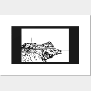 Rock of Gibraltar (Black and white) Posters and Art
